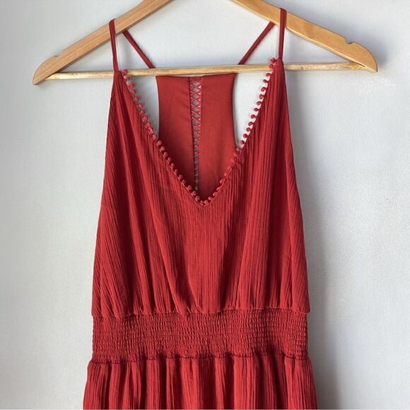 Anthropologie Red Carter Gauzy Burgundy Red High Low Midi Dress - Picture 4 of 10
